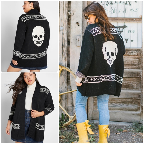 Modcloth Oversized Skull Cardigan 